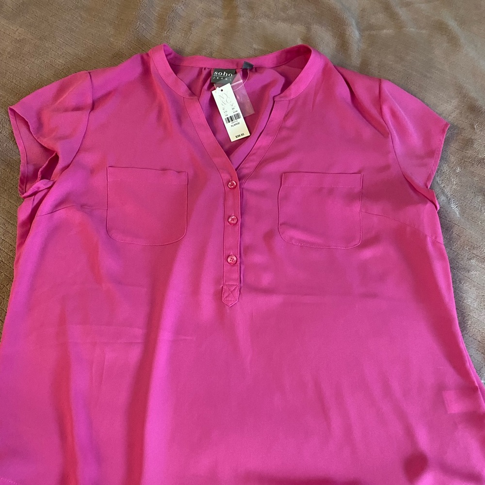 NWT NY&Co Hot Pink Blouse XL